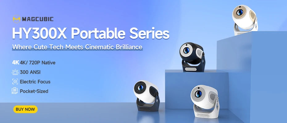 Mini Projecteur HY300 PRO 4K – Cinéma Maison & Extérieur, Android 11, WiFi 6, Bluetooth 5.0, 290 ANSI