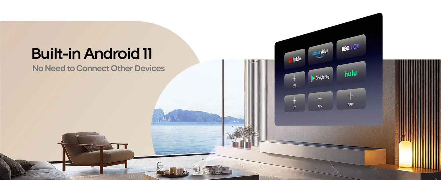 Mini Projecteur HY300 PRO 4K – Cinéma Maison & Extérieur, Android 11, WiFi 6, Bluetooth 5.0, 290 ANSI